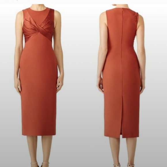 Cinq a Sept Adelise Sheath Midi Dress Rust Size 00 - Picture 3 of 8